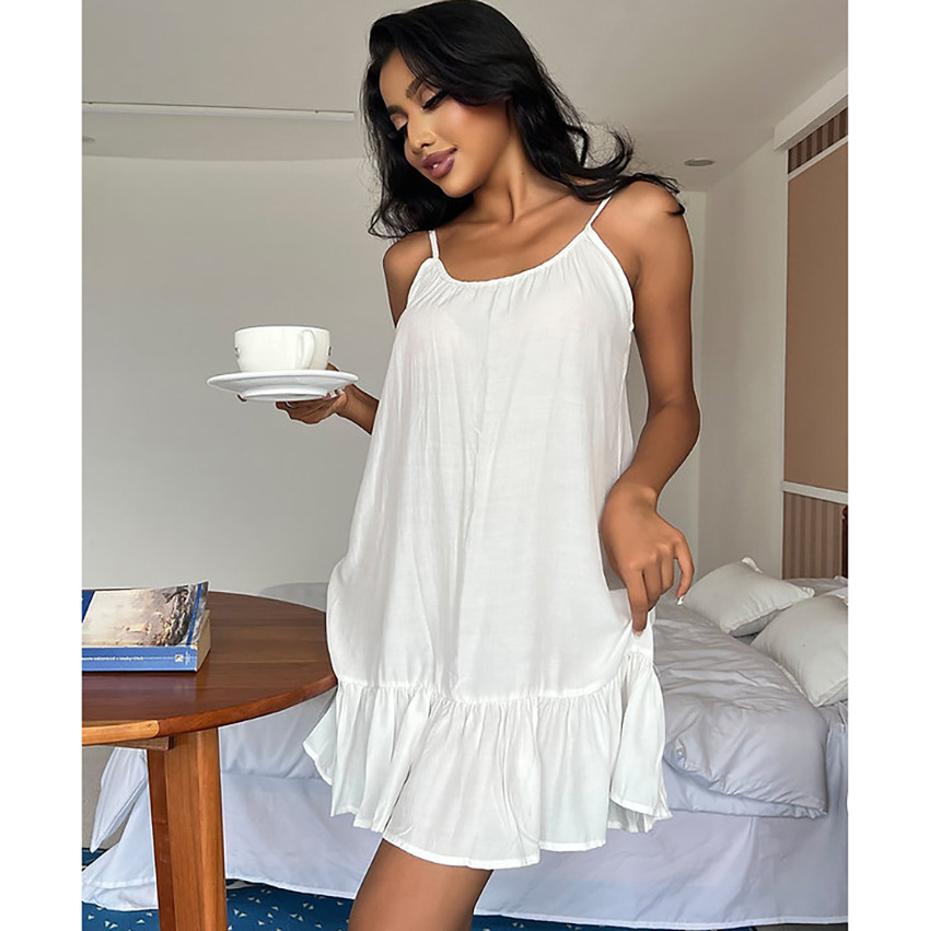Ethereal Ruffles Sleeveless Nightdress: Luxurious Loungewear for Effortless Elegance