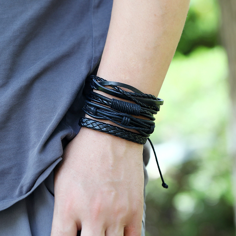 The Geo-Lock: Premium Cowhide Leather Bracelet for Effortless Edge - Image 4