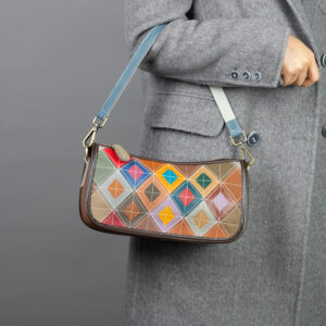 The Vibe: Niche Design Colorblock Cowhide Leather Underarm Bag