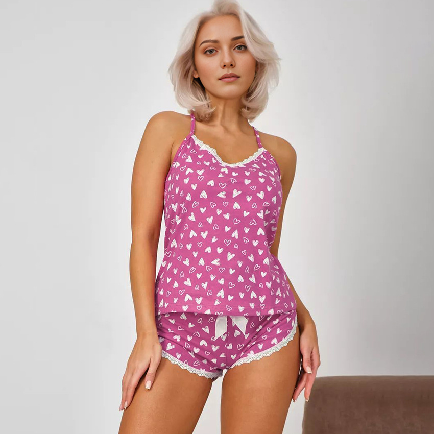 Luxe Patchwork Knit Loungewear with Delicate Lace Trim - Effortless Chic for the Modern Woman