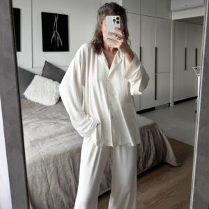 Ethereal Luxe Loungewear Set: Effortless White Elegance for the Modern Woman