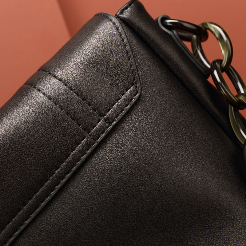 The Midnight Clutch: Luxe Black Leather Shoulder Bag