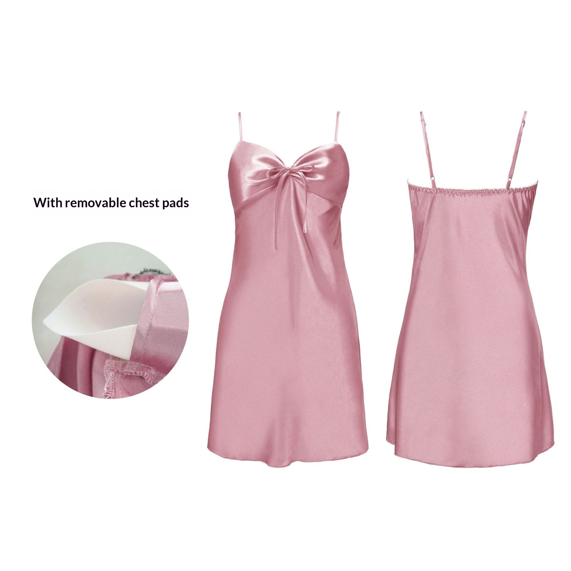 Luxe Silk-Touch Camisole Nightgown with Built-In Support: Effortless Evening Elegance - Image 3