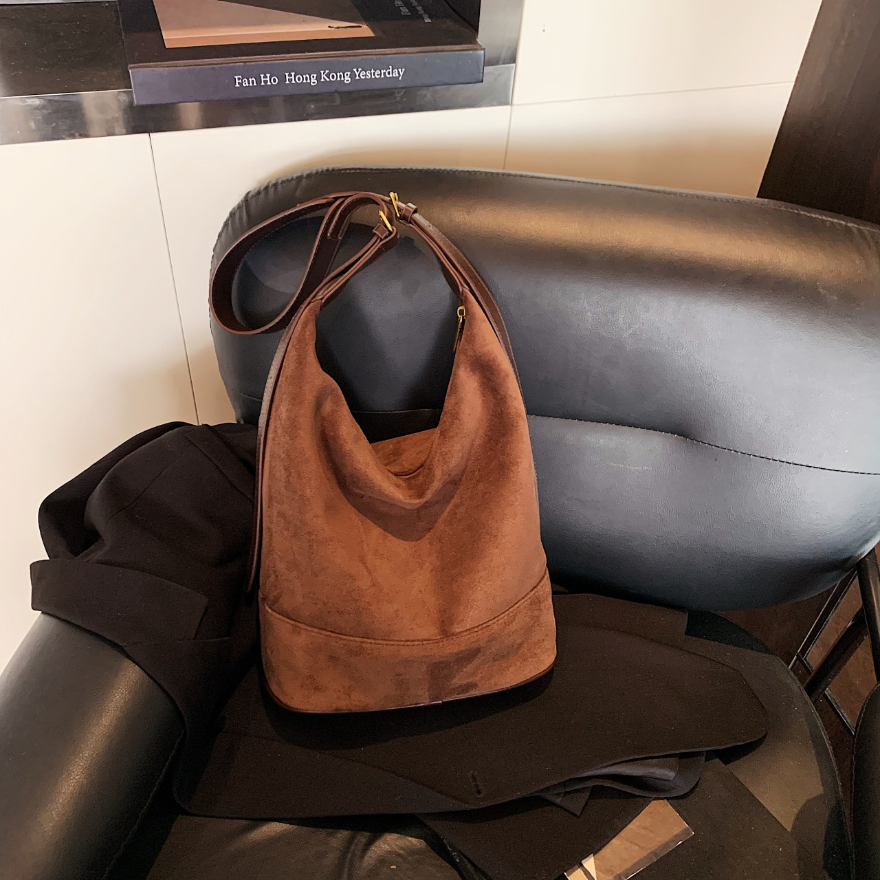 The Uptown Artisan: Vintage Suede Bucket Bag - Your Statement Piece - Image 4