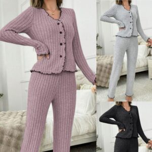 Luxe Comfort: The Essential Breathable Cardigan & Pant Loungewear Set for Effortless Style