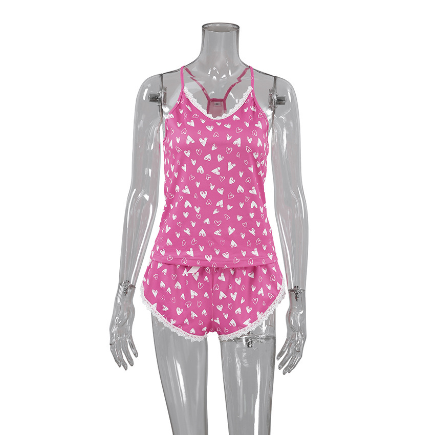 Luxe Patchwork Knit Loungewear with Delicate Lace Trim - Effortless Chic for the Modern Woman - Image 4