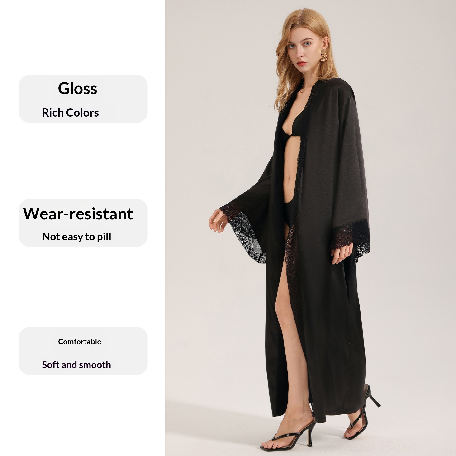 Midnight Bloom Lace-Trimmed Silk Robe – Luxurious Loungewear for the Modern Muse
