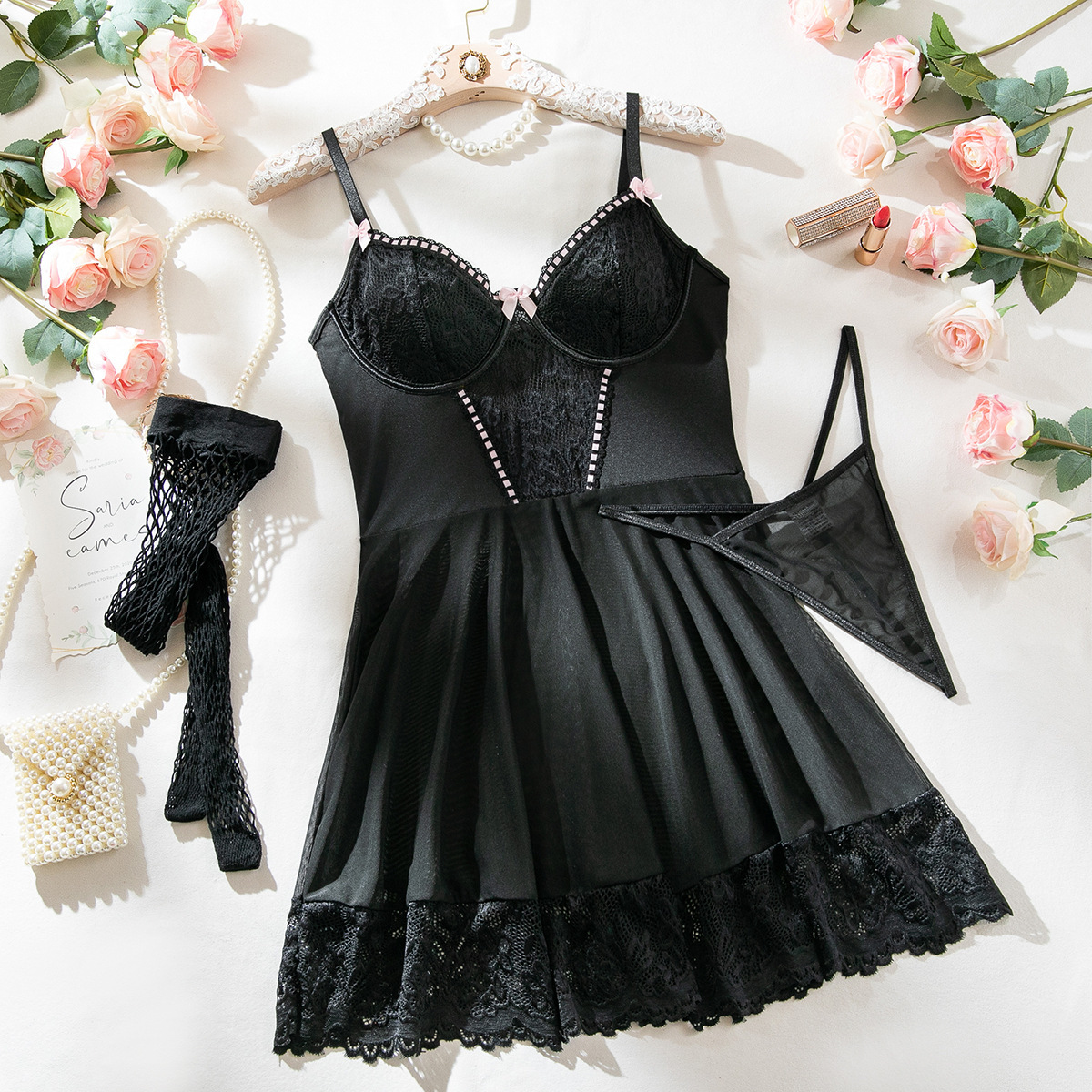 The Empress: Lace Nightdress & Stocking Set – Unveil Your Captivating Allure - Image 7