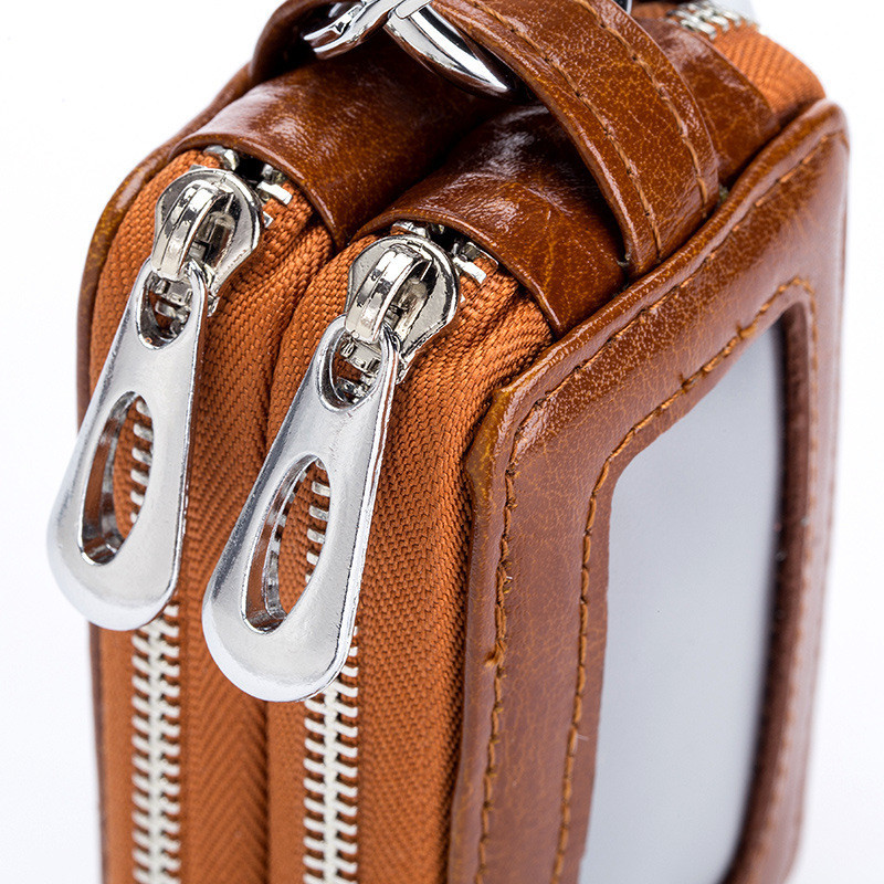 The Executive Leather Key Organizer: Dual Zips & Genuine Leather Craftsmanship