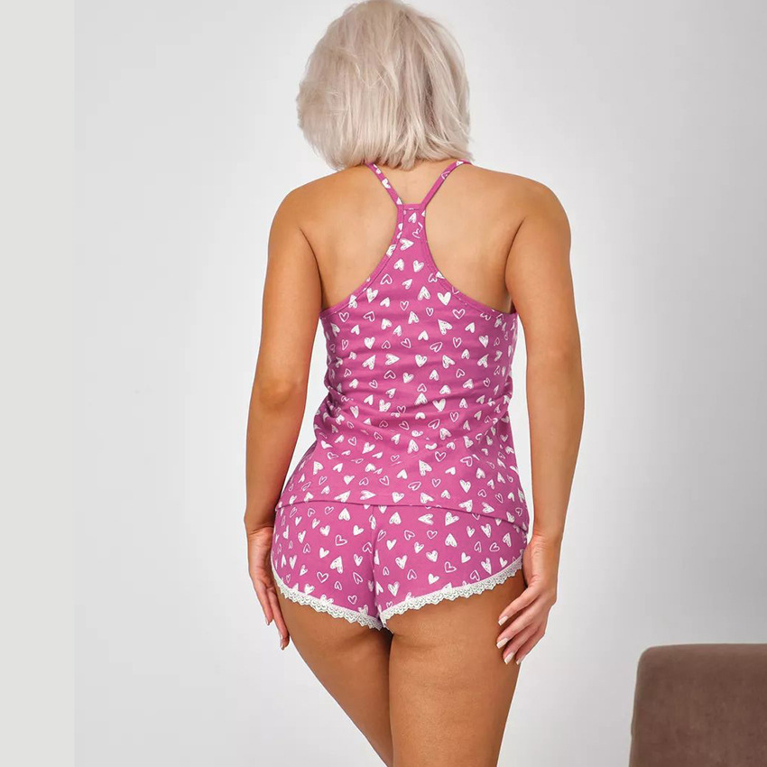 Luxe Patchwork Knit Loungewear with Delicate Lace Trim - Effortless Chic for the Modern Woman - Image 3