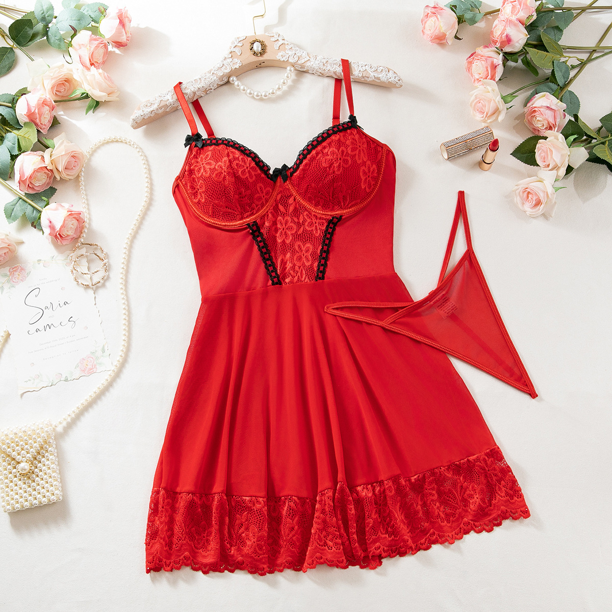 The Empress: Lace Nightdress & Stocking Set – Unveil Your Captivating Allure
