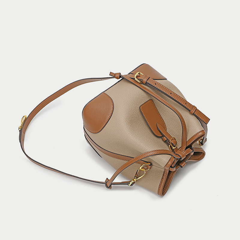 The 'Aris' First Layer Cowhide Drawstring Bucket Bag: Effortless Chic, Everyday Essential - Image 3